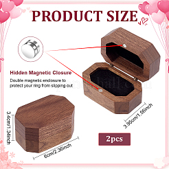 Octagon Wooden Ring Magnetic Boxes&nbsp;CON-WH0107-123A