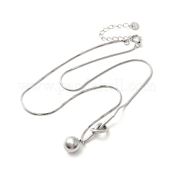 304 Stainless Steel Round Ball Knot Pendant Necklaces for Women&nbsp;NJEW-U031-05P