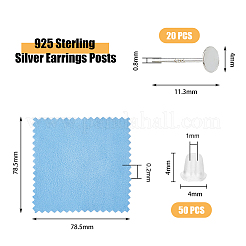 20Pcs 925 Sterling Silver Flat Round Stud Earring Findings&nbsp;STER-DC0001-28