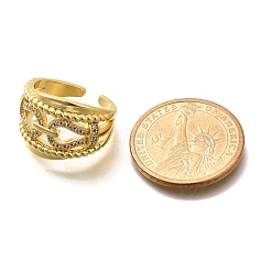 Rack Plating Brass Micro Pave Clear Cubic Zirconia Cuff Finger Rings for Women&nbsp;RJEW-M028-30G-03