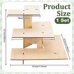3-Tier Woodedn Countertop Snack Display Riser Stands for Retail&nbsp;ODIS-WH0043-297A-1