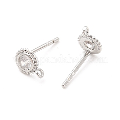Brass Micro Pave Cubic Zirconia Stud Earring Findings&nbsp;ZIRC-P105-01P