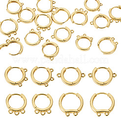 16Pcs 4 Styles Brass Hoop Earring Findings&nbsp;KK-TA0002-77
