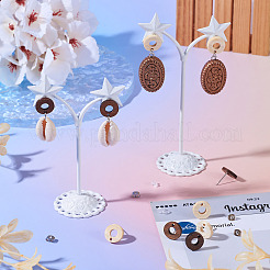 20Pcs 2 Styles Donut Shape Natural Ash Wood Stud Earring Findings&nbsp;EJEW-TA0001-35