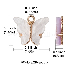 10Pcs 5 Colors Alloy Acrylic Pendants&nbsp;ENAM-YW0003-21