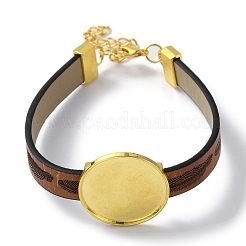 Alloy Flat Round Link Bracelet Settings fit for Cabochons&nbsp;FIND-M009-02G