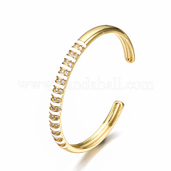 Brass Micro Pave Clear Cubic Zirconia Cuff Bangles&nbsp;BJEW-N302-005H-NF