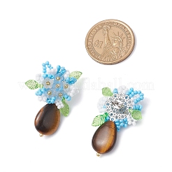 Handmade Glass Seed Beads Natural Tiger Eye Stud Earrings&nbsp;EJEW-MZ00449-02