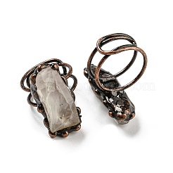 Irregular Rectangle Natural Green Quartz Adjustable Rings&nbsp;RJEW-M157-13R