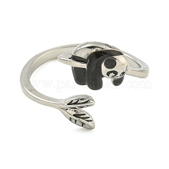 Cute Panda Brass Enamel Open Cuff Ring for Women&nbsp;RJEW-M016-01P