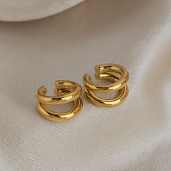 Double Layer 304 Stainless Steel Clip-on Earrings for Women&nbsp;EX6608