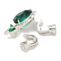 Brass Micro Pave Clear Cubic Zirconia Fold Over Clasps&nbsp;KK-U037-16P-01