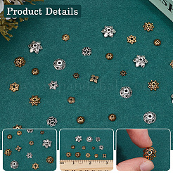 360Pcs 12 Styles Tibetan Style Alloy Bead Caps&nbsp;TIBE-SC0002-36