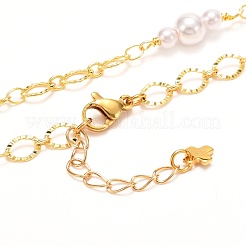 Handmade CCB Plastic Imitation Pearl Beaded Necklace for Girl Women&nbsp;NJEW-JN03656