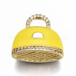 Brass Micro Pave Cubic Zirconia Enamel Pendants&nbsp;ZIRC-Q200-022F-NF