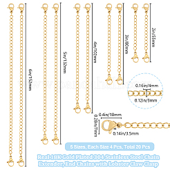 20Pcs 5 Style Ion Plating(IP) 304 Stainless Steel Chain Extender&nbsp;STAS-BBC0003-70G