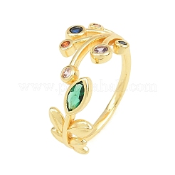 Brass Pave Cubic Zirconia Cuff Open Rings&nbsp;CU-CBACDF6-09G-01