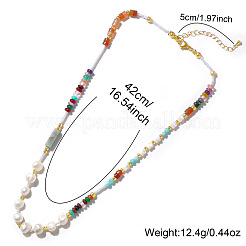 Potato Natural Freshwater Pearl & Rondelle Mixed Stone & Brass Beaded Necklaces for Women&nbsp;VY0852