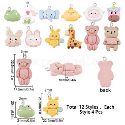 48Pcs 12 Styles Opaque Resin Pendants&nbsp;FIND-SC0003-24