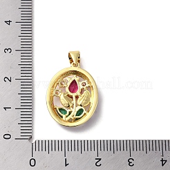 Rack Plating Brass Micro Pave Colorful Cubic Zirconia Enamel Pendants&nbsp;KK-G488-15G