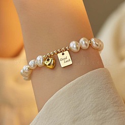 Heart & Rectangle Zinc Alloy Charm Bracelets&nbsp;FS-WG6DF16-01