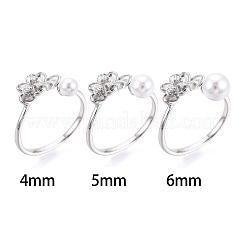 Flower Brass Micro Pave Clear Cubic Zirconia Cuff Ring Settings&nbsp;KK-T076-79P