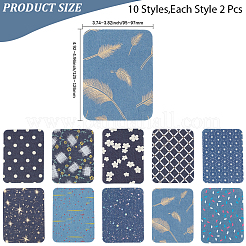 20Pcs 10 Styles Rectangle Cloth Patches&nbsp;PATC-CY0001-64