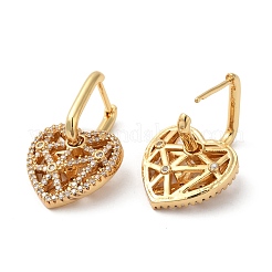 Hollow Heart Rack Plating Brass Micro Pave Cubic Zirconia Dangle Hoop Earrings&nbsp;EJEW-A027-06G