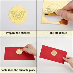 40 Sheets 4 Styles Plastic Self Adhesive Gold Foil Embossed Stickers&nbsp;DIY-CP0010-39