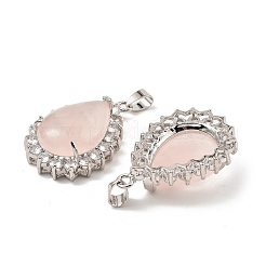 Natural Rose Quartz & Rhinestone Pendants&nbsp;G-K338-31P-07