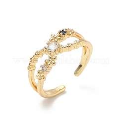 Brass Micro Pave Cubic Zirconia Cuff Rings&nbsp;RJEW-V009-09G