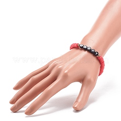5Pcs 5 Color Handmade Polymer Clay Disc Surfer Stretch Bracelets Set&nbsp;BJEW-JB08800