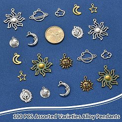 100Pcs 10 Styles Tibetan Style Zinc Alloy Charms&nbsp;FIND-YW0007-15