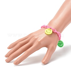 Opaque Acrylic Smiling Face Charm Bracelets&nbsp;BJEW-JB06258