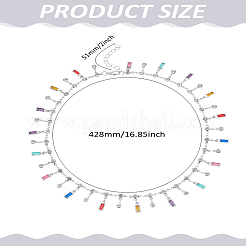 1Pc Alloy Colorful Rhinestone and Cubic Zriconia Rectangle Tassel Necklaces for Women&nbsp;NJEW-LP0002-99P
