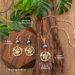 Alloy & Crystal Rhinestone & Plastic Pearl Pendant Necklaces & Dangle Earrings Sets&nbsp;FS-WG60C69-01