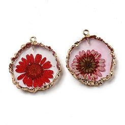 Inner Dried Flower Resin Pendants&nbsp;RESI-P028-02KCG-03