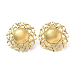 Ion Plating(IP) 304 Stainless Steel Flat Round Stud Earrings for Women&nbsp;EJEW-M089-05G