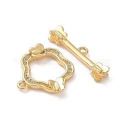 Brass Micro Pave Clear Cubic Zirconia Toggle Clasps&nbsp;KK-D504-07G