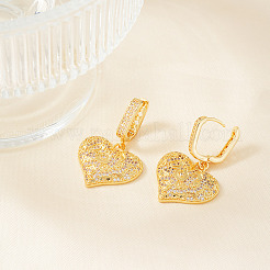 French Style Heart Brass Clear Cubic Zirconia Hoop Earrings&nbsp;OS1413-2