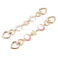 2Pcs 2 Colors Alloy White and Red Enamel Moon Star Bag Extender Chains&nbsp;HJEW-TAC0137