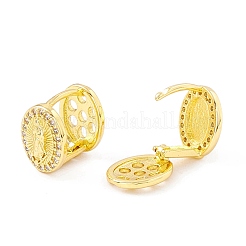 Clear Cubic Zirconia Oval with Virgin Mary Hinged Reversible Hoop Earrings&nbsp;EJEW-I266-03G