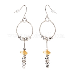 Gemstone Ring with Tassel Dangle Earrings&nbsp;EJEW-JE05052
