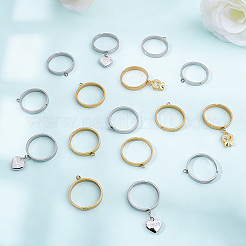24Pcs 2 Colors 304 Stainless Steel Finger Ring Settings&nbsp;STAS-BBC0010-09C