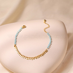 Faceted Rhondelle Glass & Brass Disc Tassel Anklets for Women&nbsp;FS-WGF22A3-01