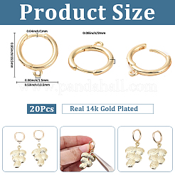 20Pcs Brass Huggie Hoop Earrings Findings&nbsp;KK-SC0008-06
