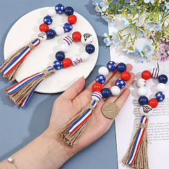 Independence Day Wood Bead Napkin Rings&nbsp;AJEW-FH0003-52