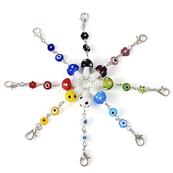 32Pcs 8 Colors Handmade Evil Eye Lampwork Pendant Decoration&nbsp;HJEW-TA0001-10