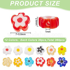 360Pcs 12 Colors Handmade Millefiori Glass Beads&nbsp;LAMP-GO0001-12