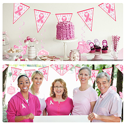 AHADEMAKER Paper Banners & Breast Cancer Awareness Ribbon Pendant Decoration&nbsp;DIY-GA0004-05